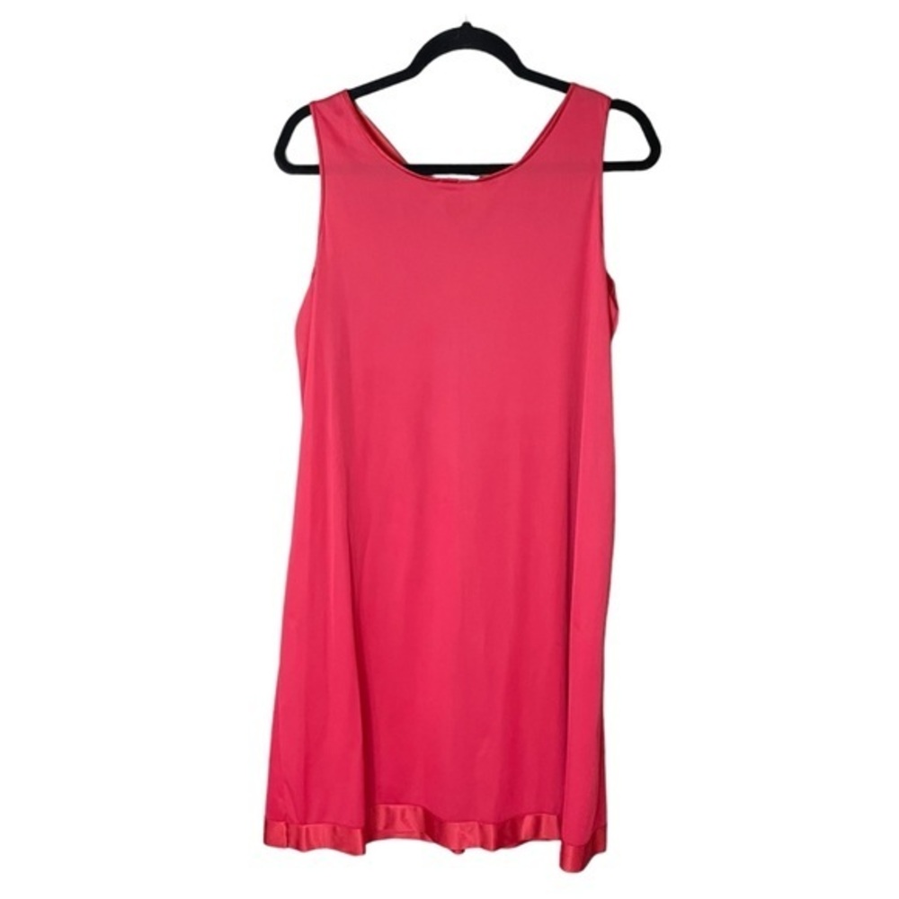Vanity Fair Vintage Nightgown Red/Coral Midi Floral Appliqué Size Medium - Picture 2 of 8
